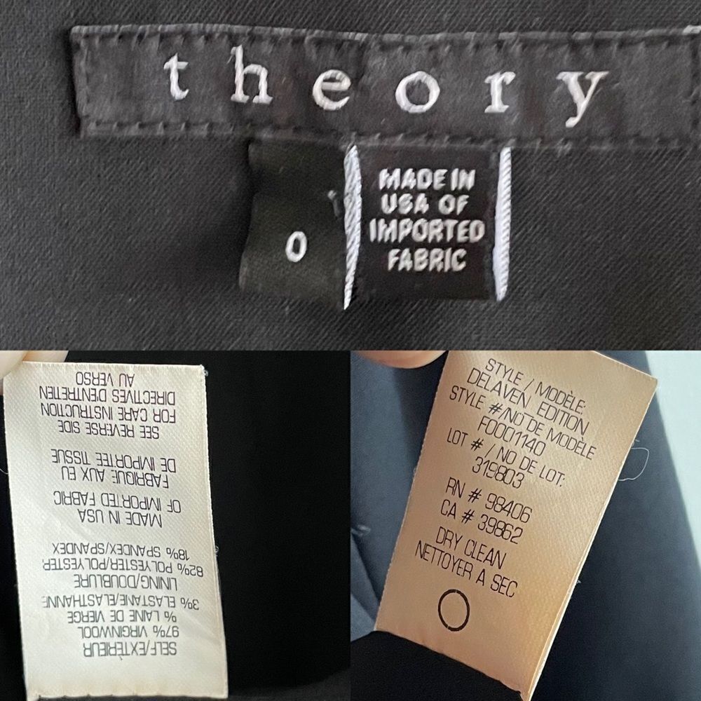 THEORY Open Front Cropped Blazer Jacket Black 0 - Picture 8 of 8